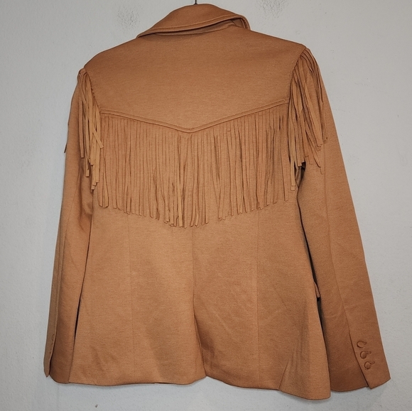 NWT Blank NYC Tan Ponte Fringe Blazer Jacket Women's Size XS - Picture 12 of 16